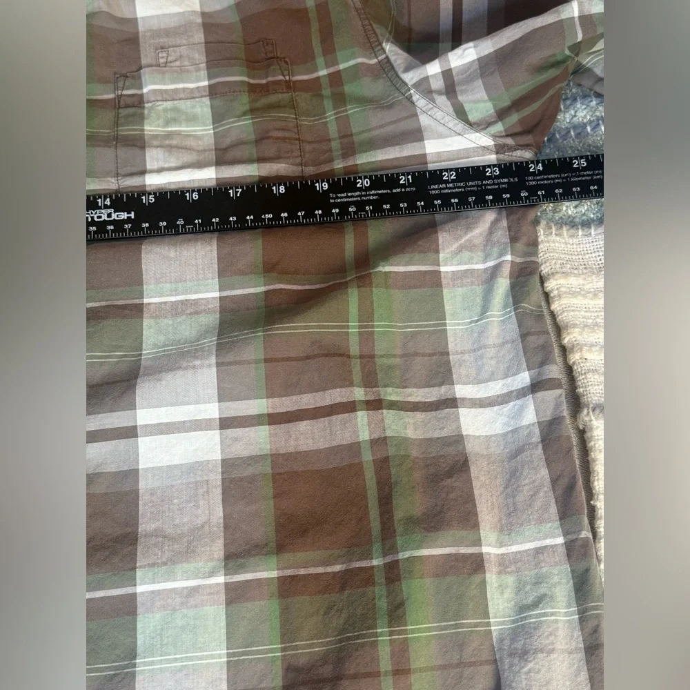 The North Face Plaid Long Sleeve Button Down Green Brown Cotton Shirt Men’s XL